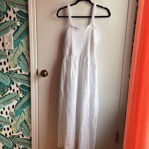 J Crew White Linen Smocked Dress - Size XL NWT